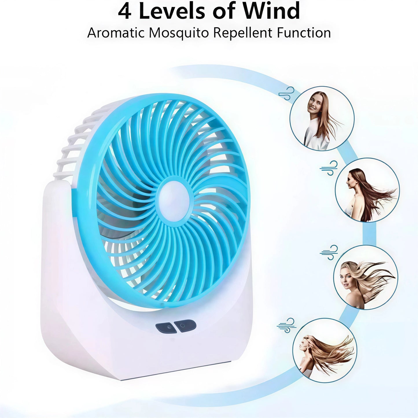 Portable Rechargeable Table Fan with LED Light