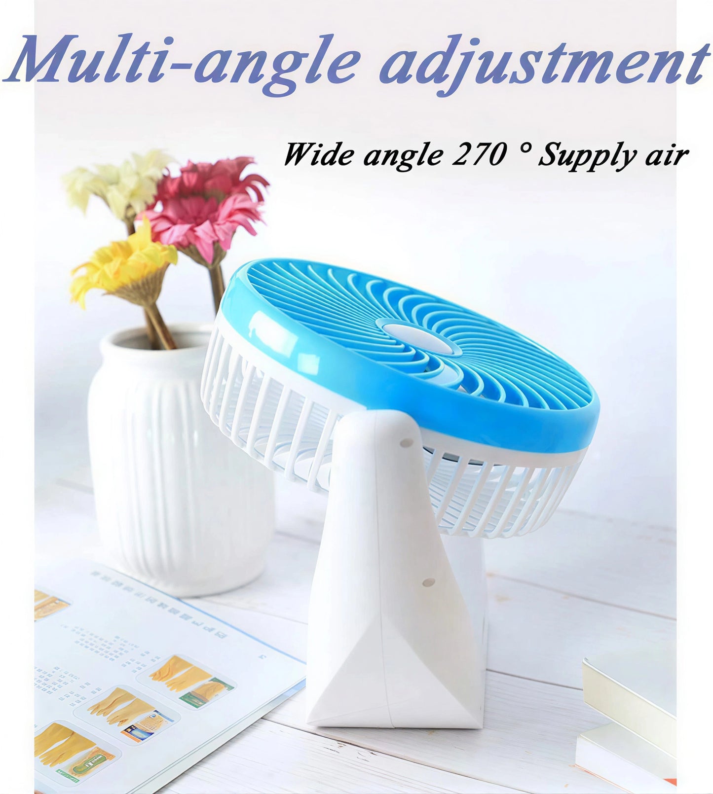 Portable Rechargeable Table Fan with LED Light